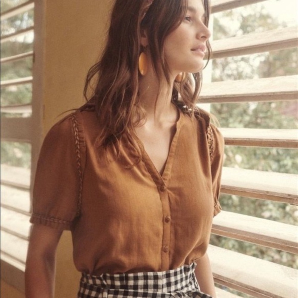 sezane wanda blouse size 36 in coffee